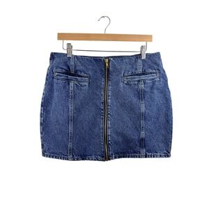 Old Navy Womens Denim Skirt Mid Rise Zip Front Blue Size 10 Boho Beach Festival